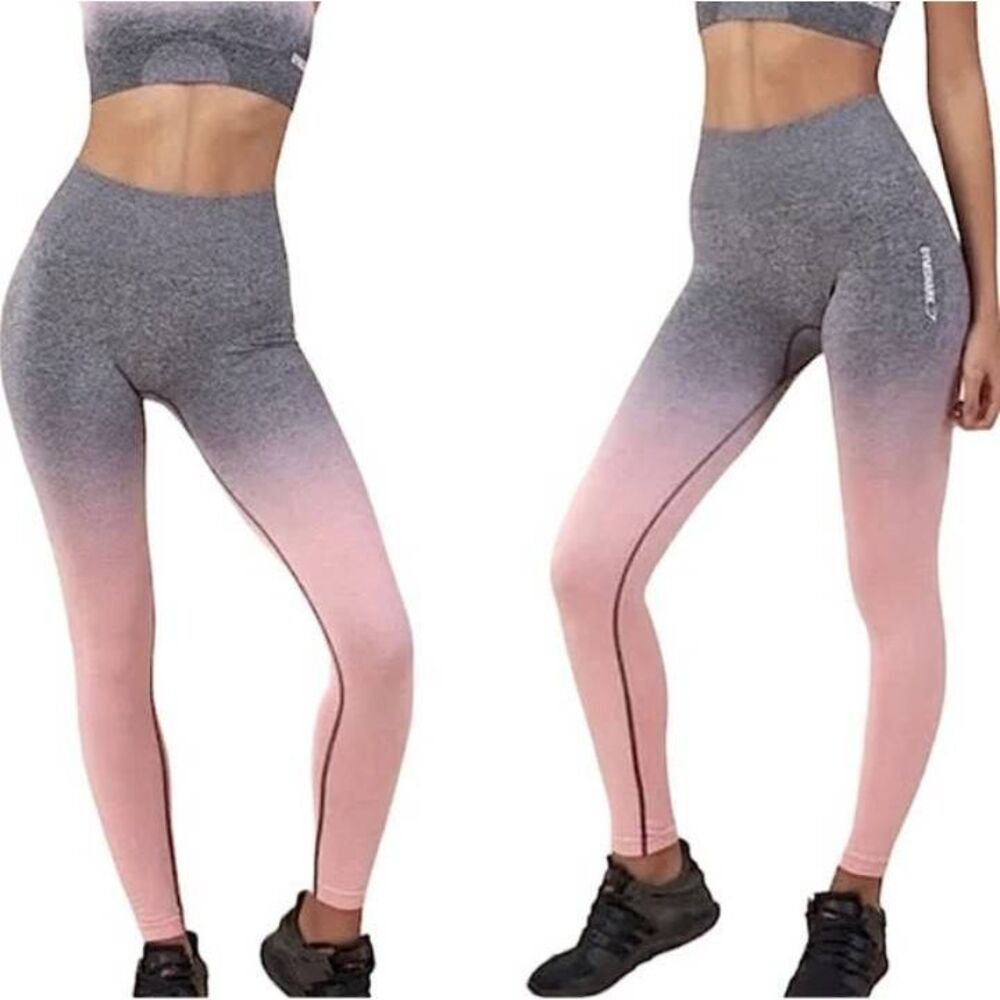 Gymshark ombré adapt seamless grey pink compression leggings size small